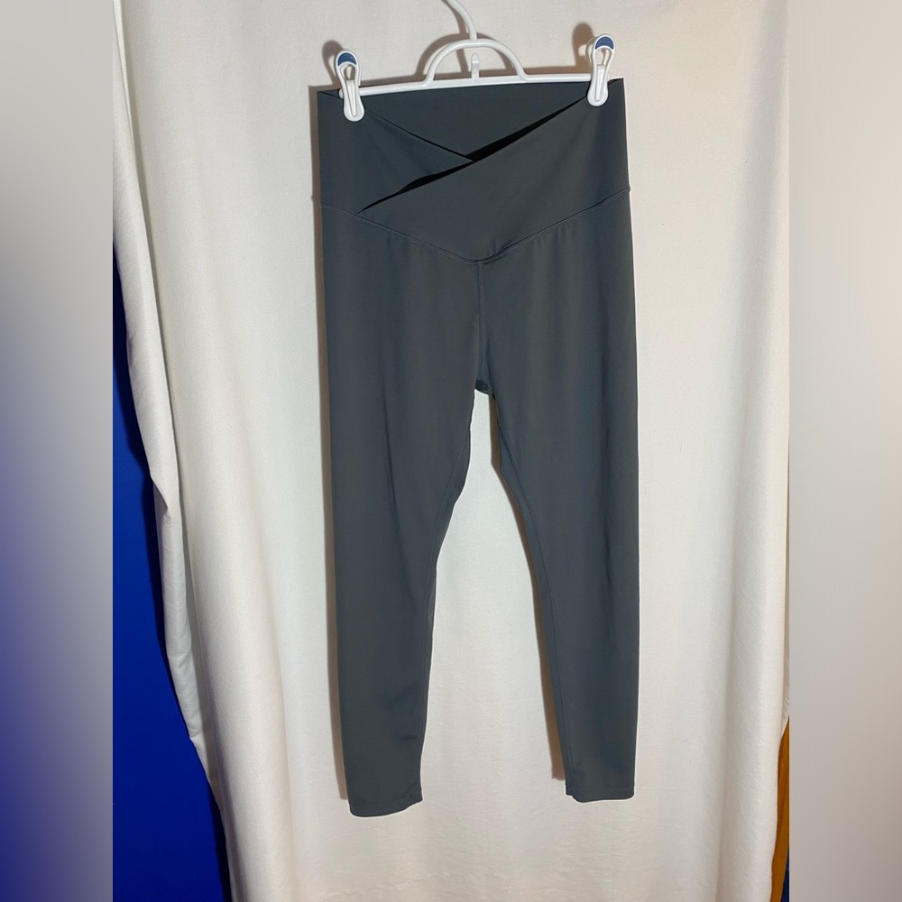 ALLFENIX Leggings, High waisted crossover, grey, size large